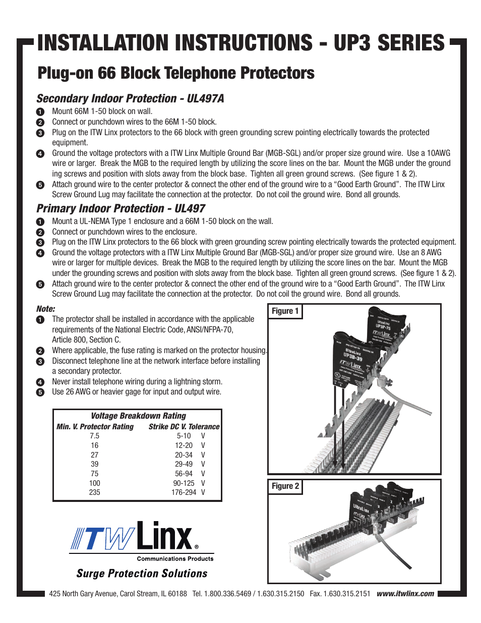 ITW Linx UltraLinx 66 Block Protectors User Manual | 1 page