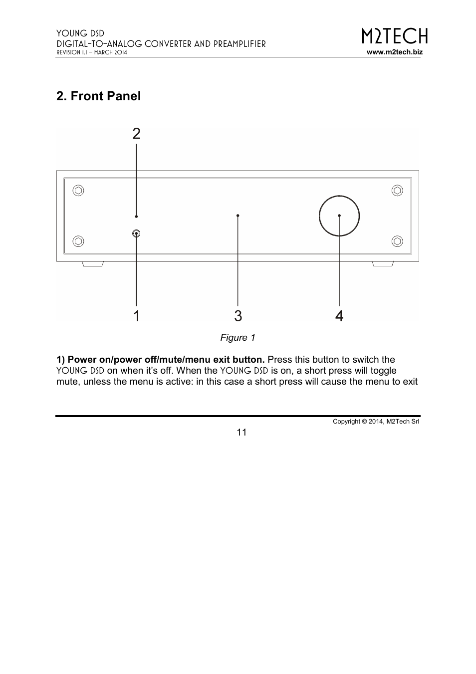 M2tech, Front panel | M2TECH Young DSD User Manual | Page 11 / 88