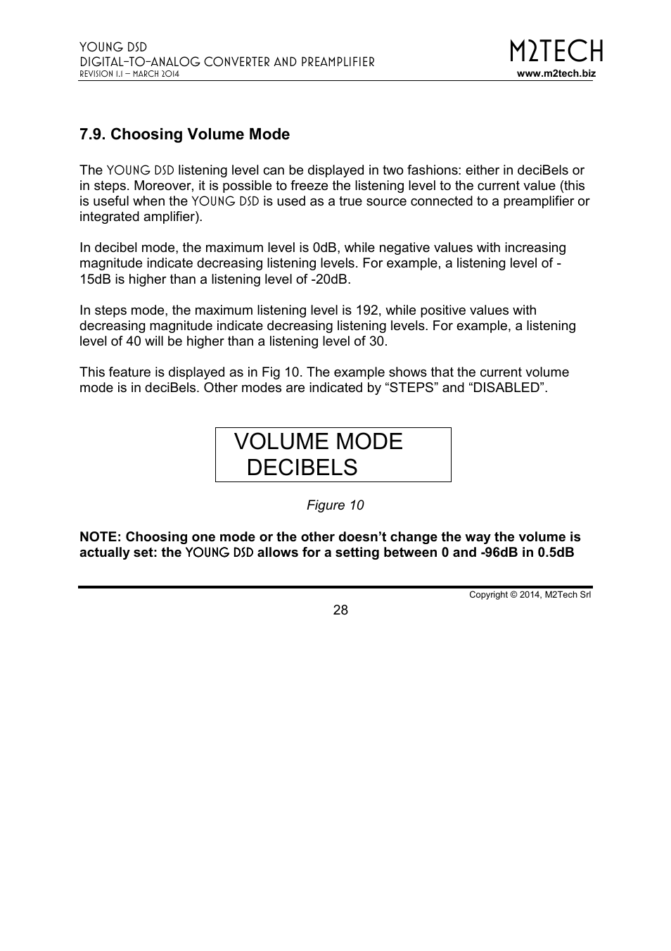 M2tech, Volume mode decibels | M2TECH Young DSD User Manual | Page 28 / 88