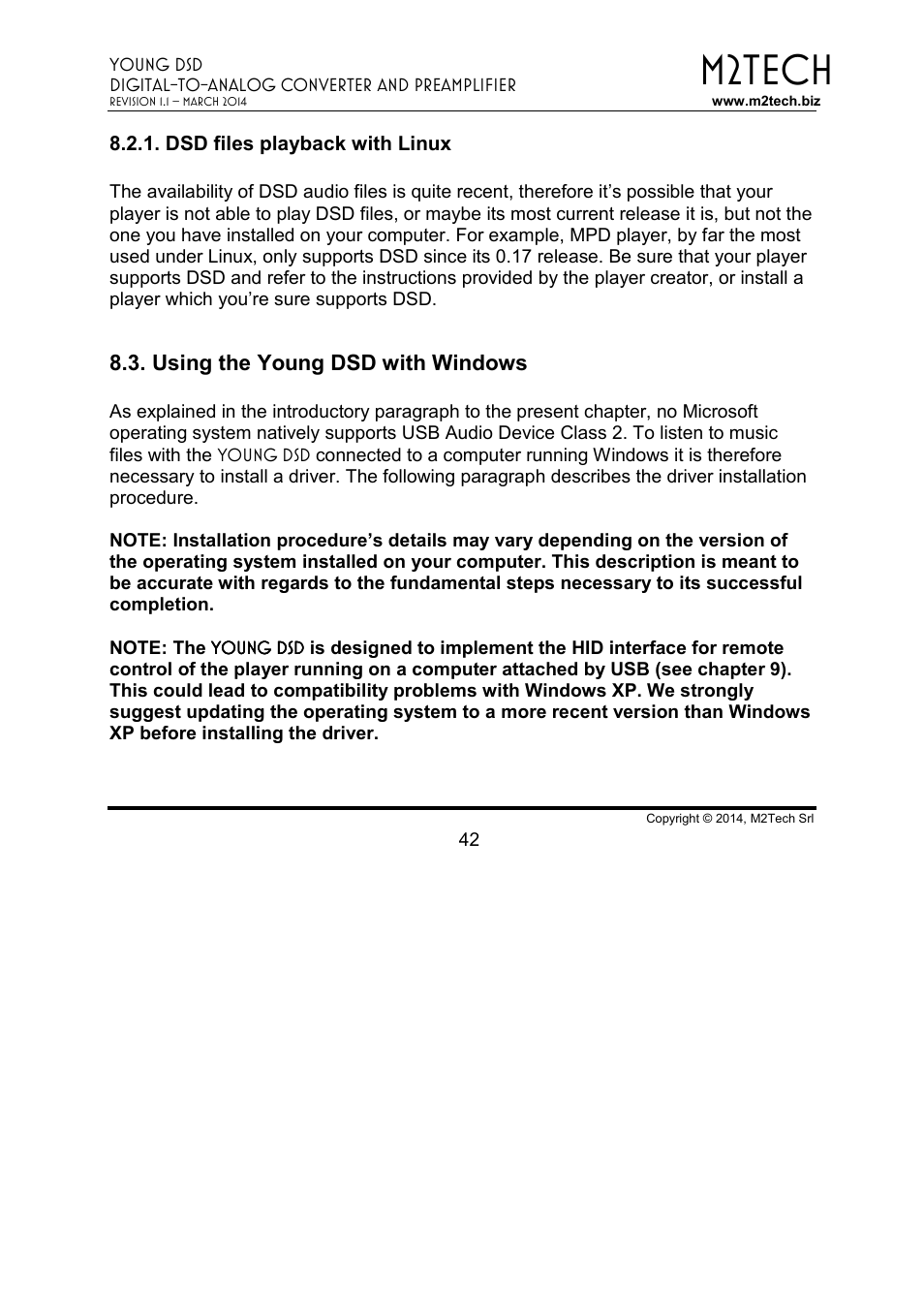 M2tech | M2TECH Young DSD User Manual | Page 42 / 88