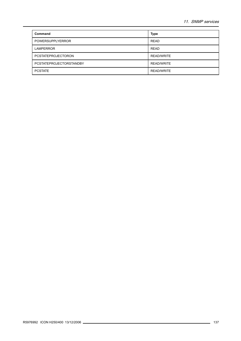 Snmp services | Barco ICON H250/400 R9010510 User Manual | Page 143 / 154