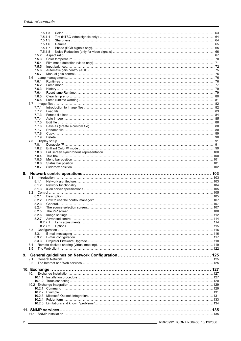 Barco ICON H250/400 R9010510 User Manual | Page 8 / 154