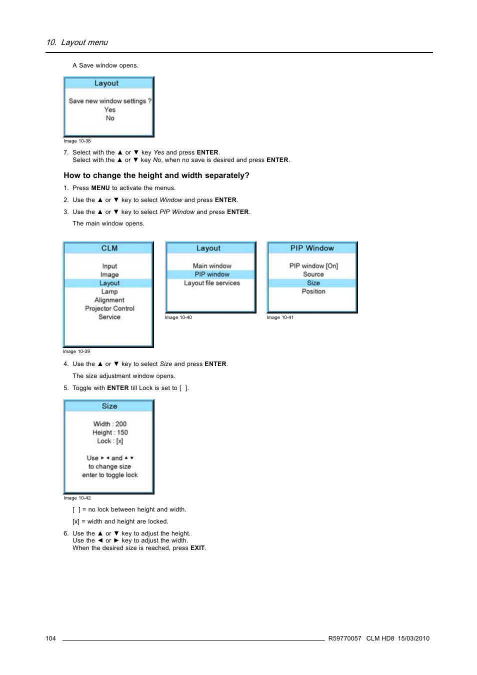 Layout menu | Barco CLM HD8 R9050130 User Manual | Page 108 / 231