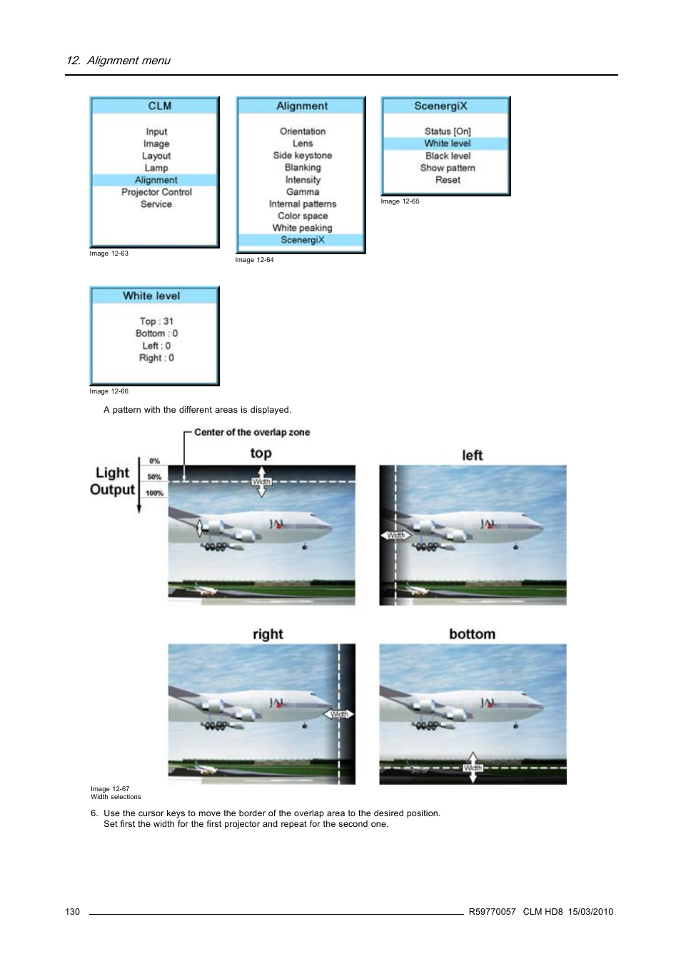 Alignment menu | Barco CLM HD8 R9050130 User Manual | Page 134 / 231
