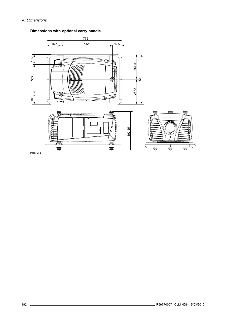 A. dimensions | Barco CLM HD8 R9050130 User Manual | Page 196 / 231