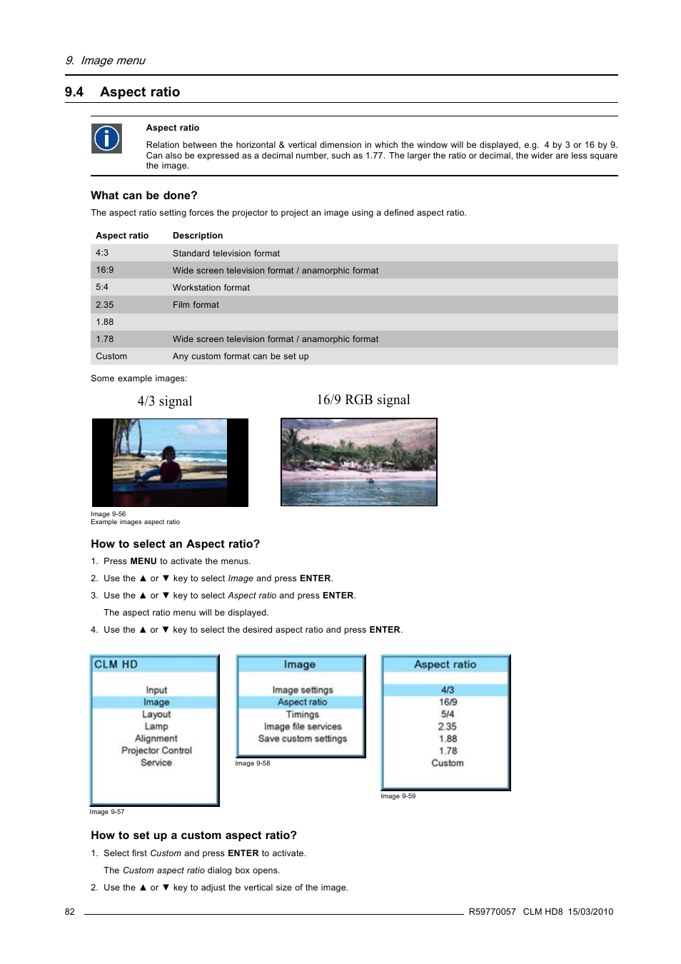 4 aspect ratio, Aspect ratio | Barco CLM HD8 R9050130 User Manual | Page 86 / 231
