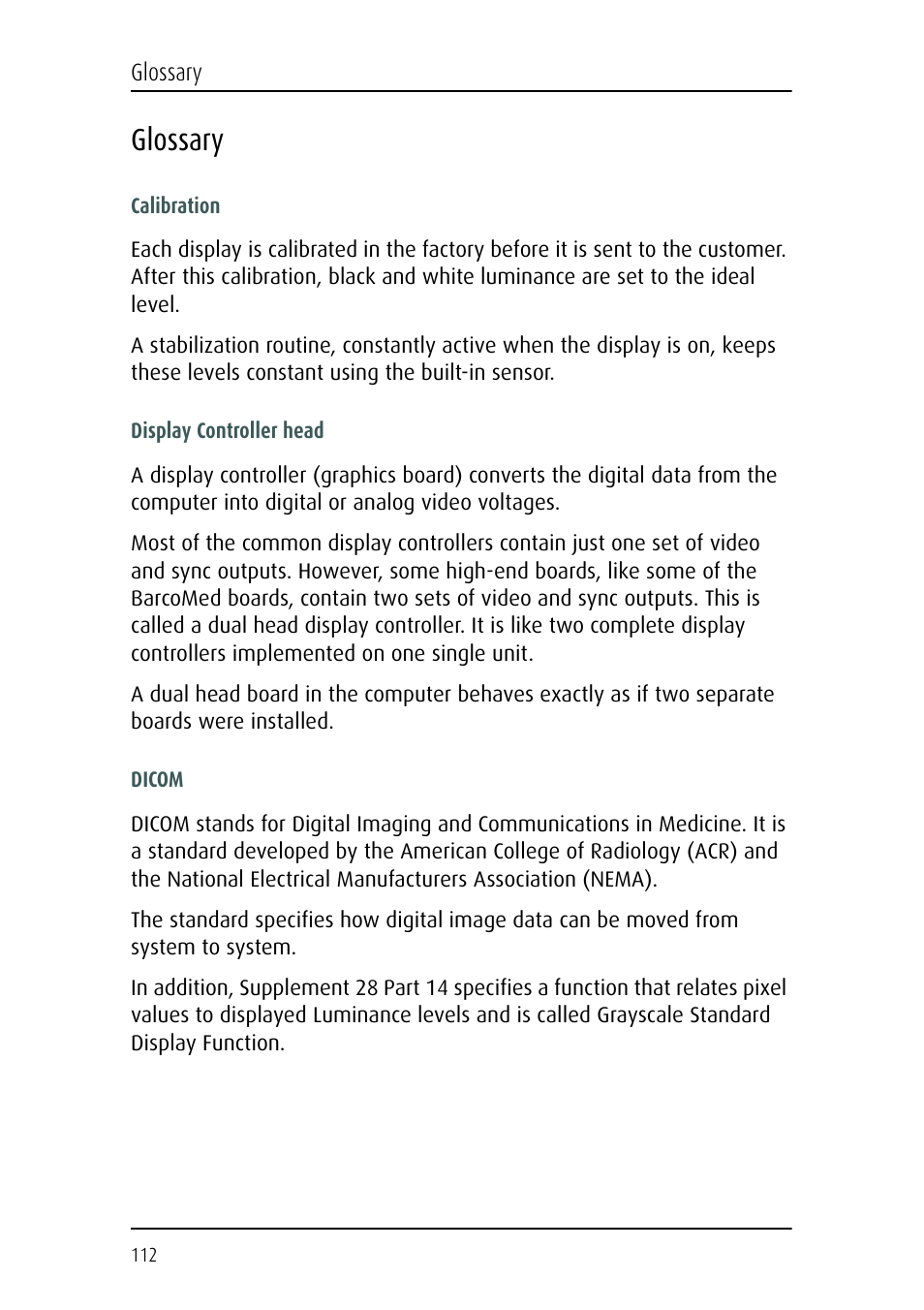 Glossary | Barco CORONIS MFGD 3621 User Manual | Page 112 / 119