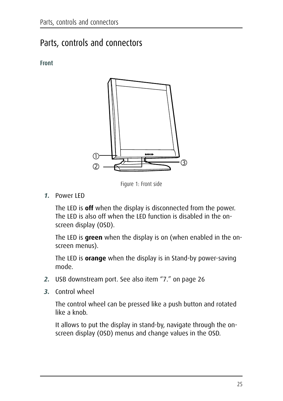 Parts, controls and connectors, C d e | Barco CORONIS MFGD 3621 User Manual | Page 25 / 119