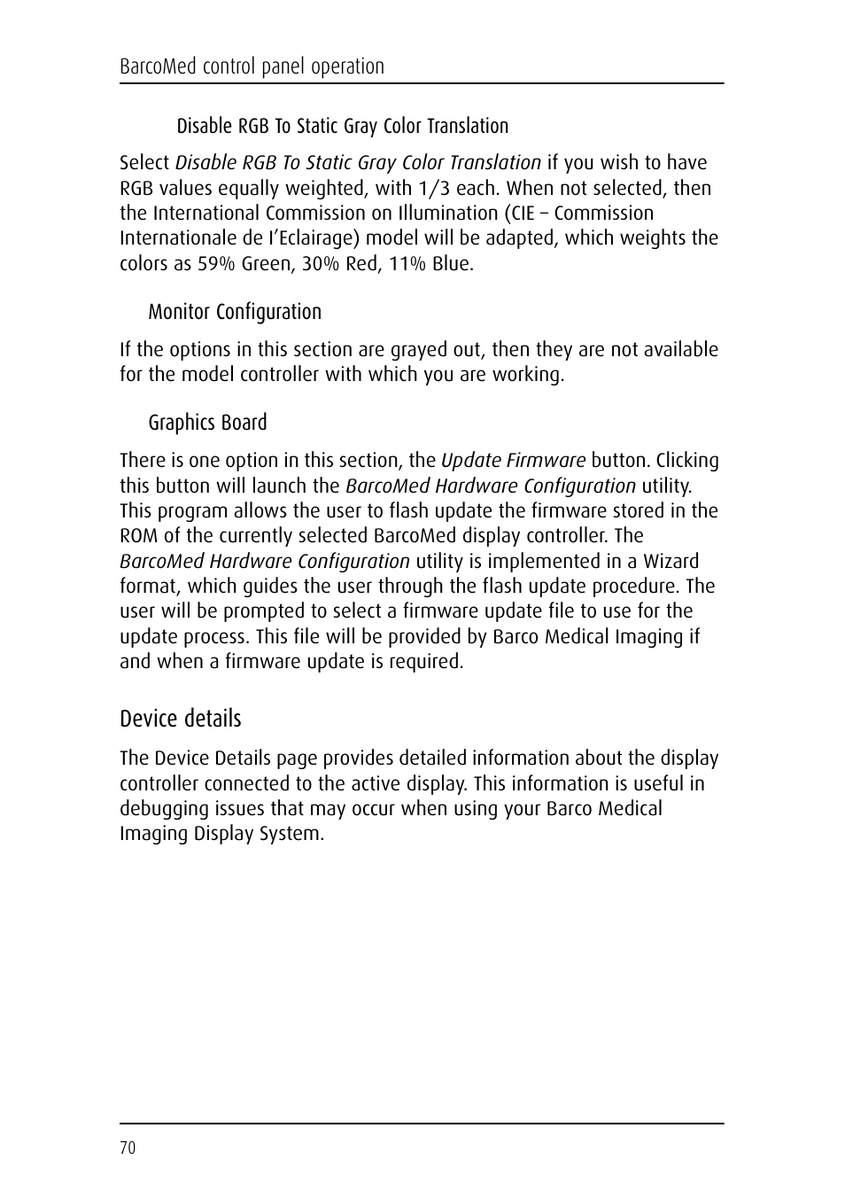 Device details | Barco CORONIS MFGD 3621 User Manual | Page 70 / 119
