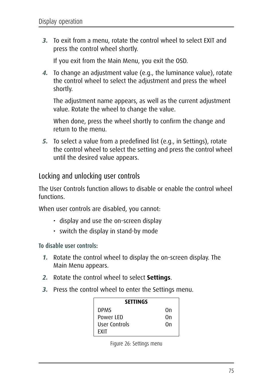 Locking and unlocking user controls | Barco CORONIS MFGD 3621 User Manual | Page 75 / 119
