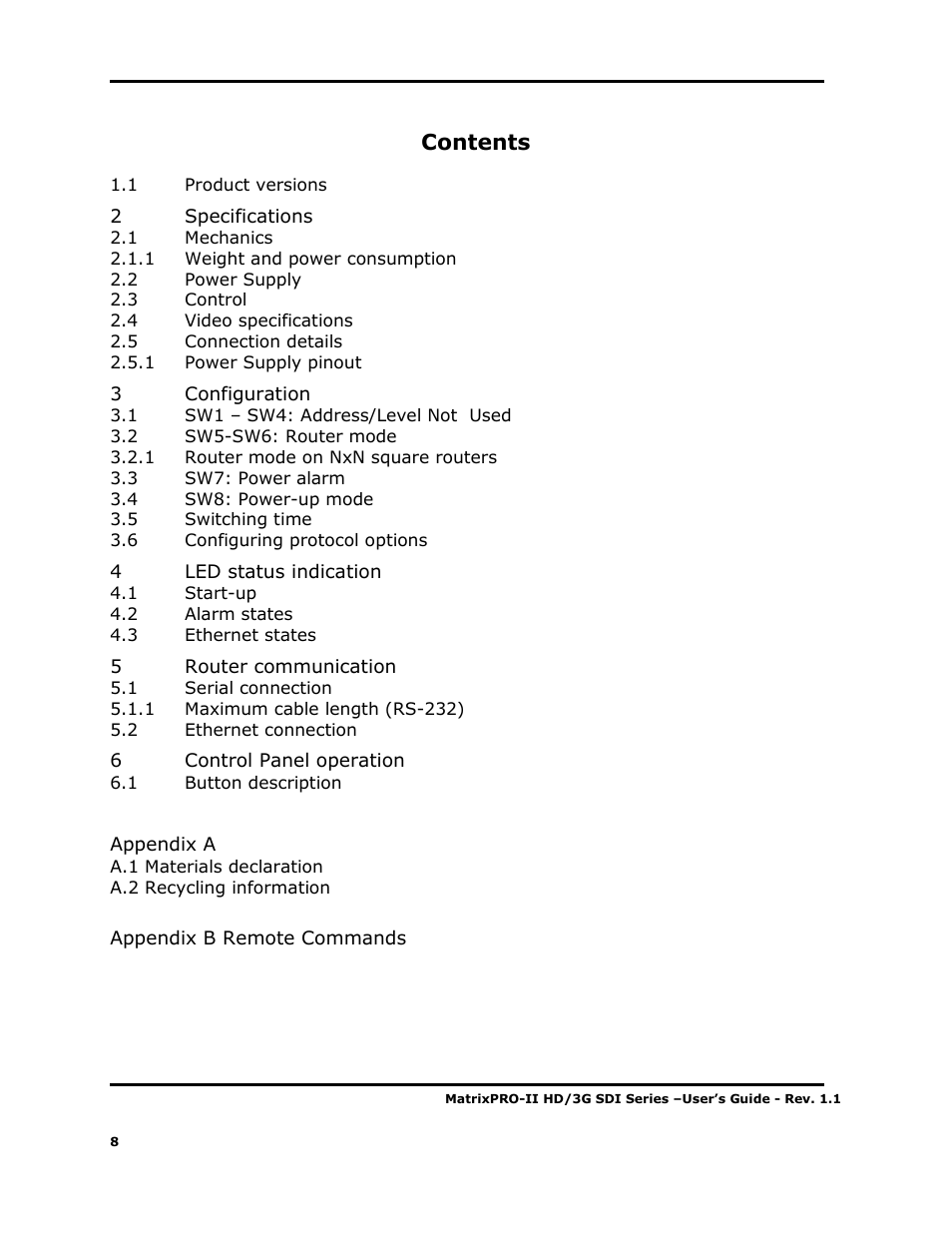 Barco MATRIXPRO-II 3G/HD/SD-SD User Manual | Page 8 / 33