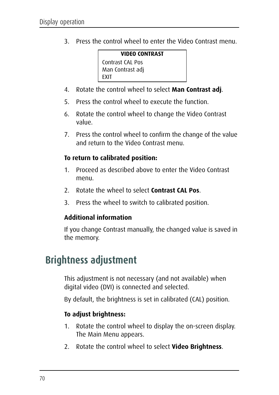 Brightness adjustment | Barco E-2320 C (SE) User Manual | Page 70 / 104