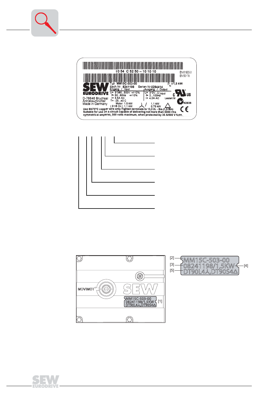 Sample inverter nameplate, Device identification | Metalfab SEW Eurodrive MOVIMOT MM..C User Manual | Page 10 / 168