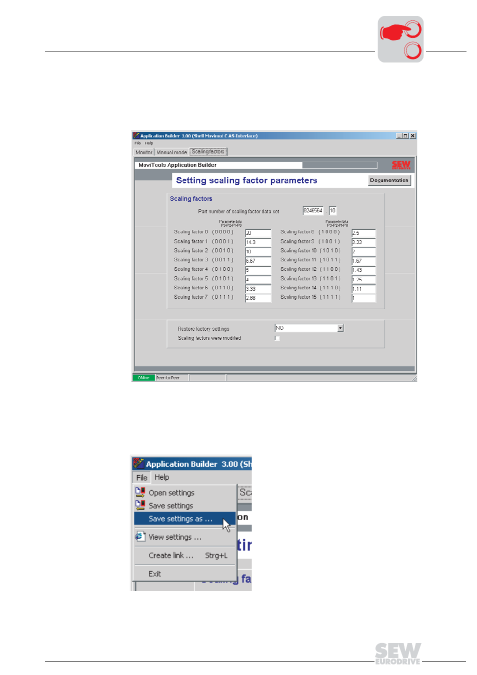 Scaling factors" window | Metalfab SEW Eurodrive MOVIMOT MM..C User Manual | Page 109 / 168