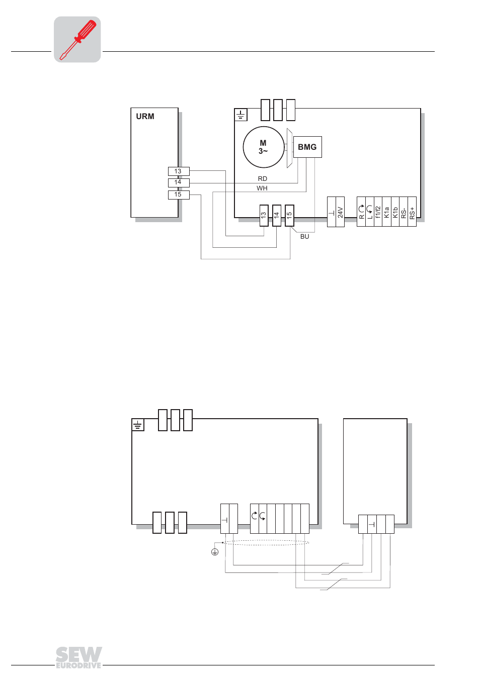 Connection of urm option, Connection of mdg11a option | Metalfab SEW Eurodrive MOVIMOT MM..C User Manual | Page 30 / 168
