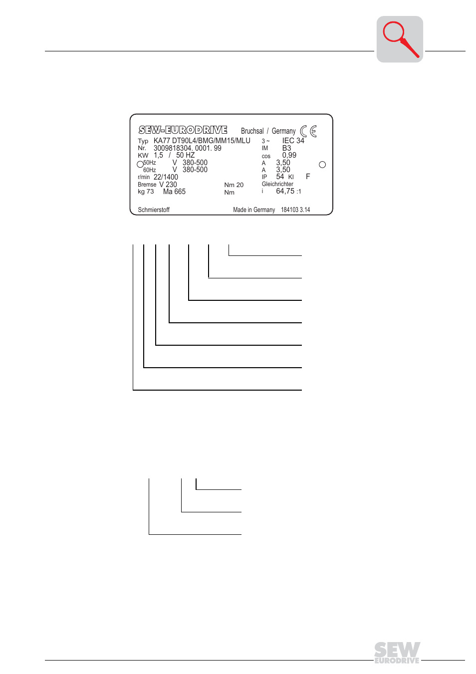 2 unit designations (movimot® standard design), Sample motor nameplate, Unit designations (movimot | Sew-eurodrive, Standard design) | Metalfab SEW Eurodrive MOVIMOT MM..C User Manual | Page 9 / 168