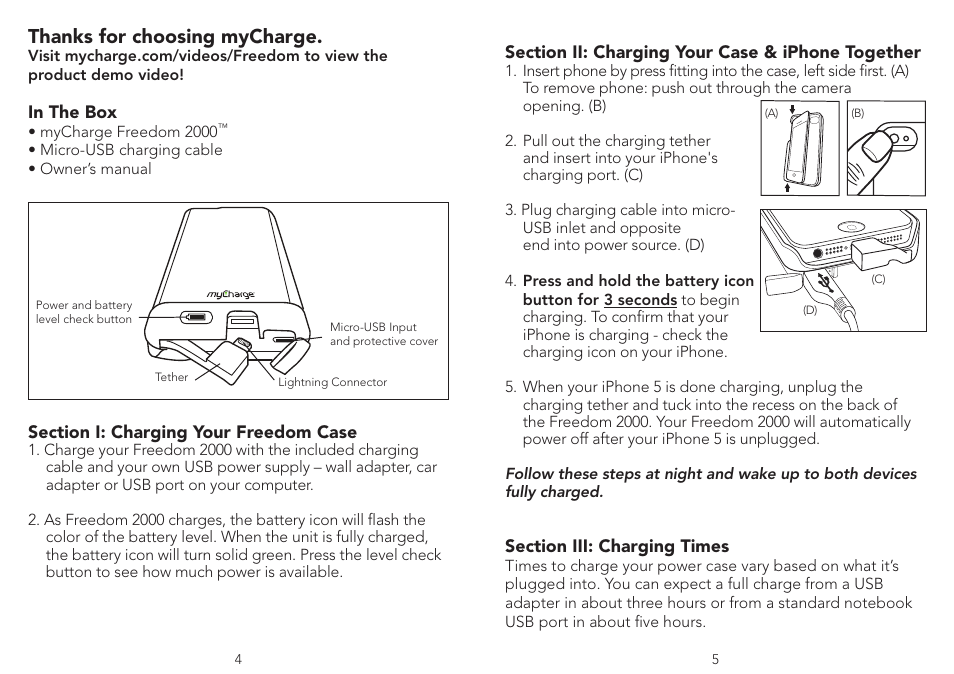 myCharge Freedom 2000 RFAM0273 User Manual | Page 3 / 8
