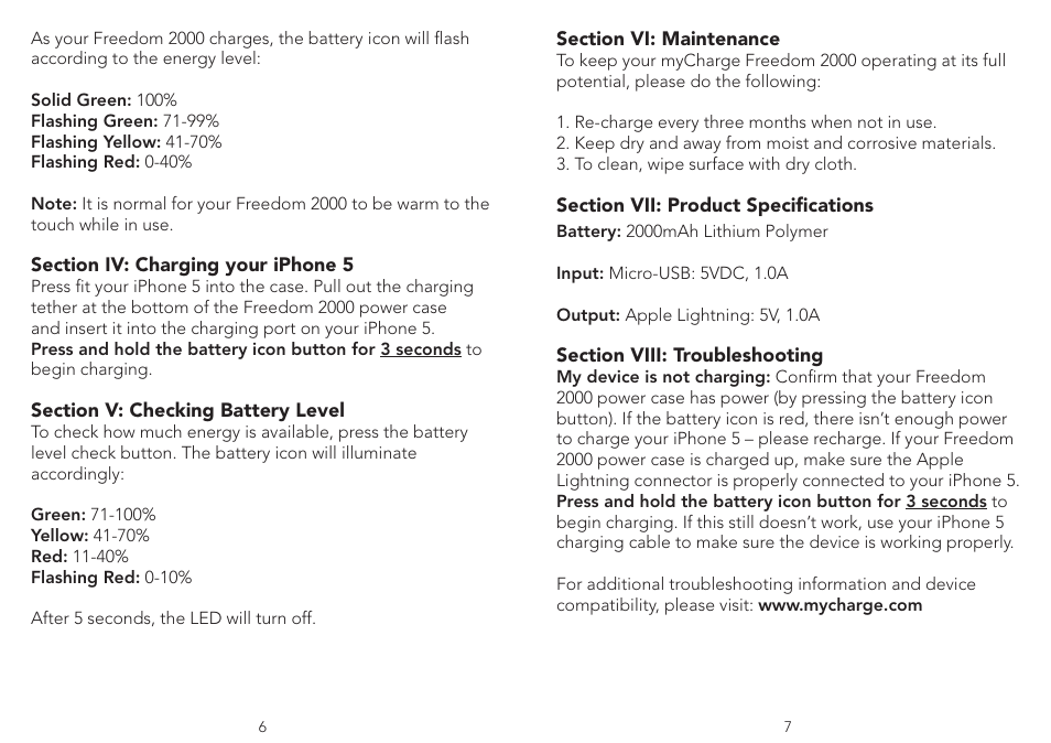 myCharge Freedom 2000 RFAM0273 User Manual | Page 4 / 8