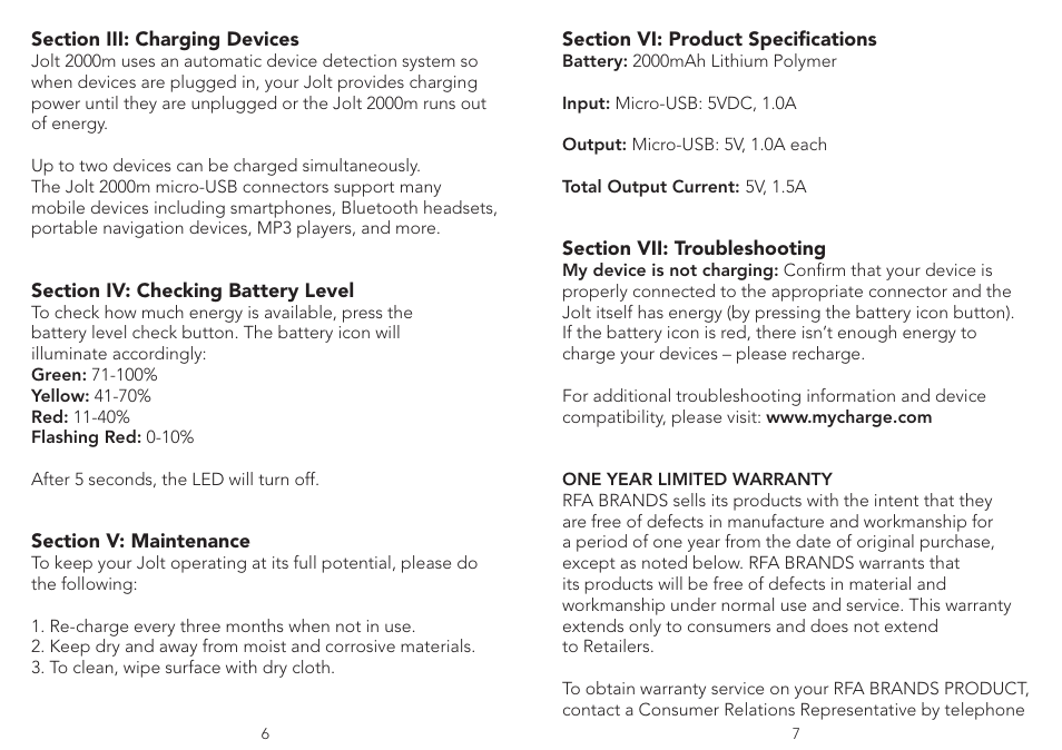 myCharge Jolt 2000M RFAM-0235 User Manual | Page 4 / 8