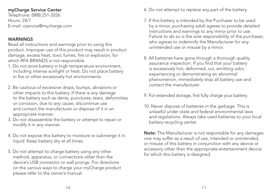 myCharge Jolt 2000M RFAM-0235 User Manual | Page 6 / 8
