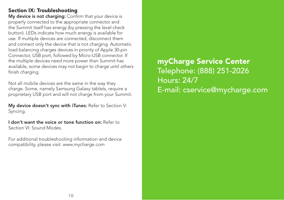 myCharge Summit 3000 RFAM-0165 User Manual | Page 6 / 6