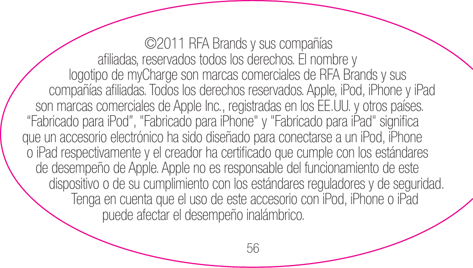 myCharge Portable Power Bank 1200 RFAM-0001 User Manual | Page 56 / 84