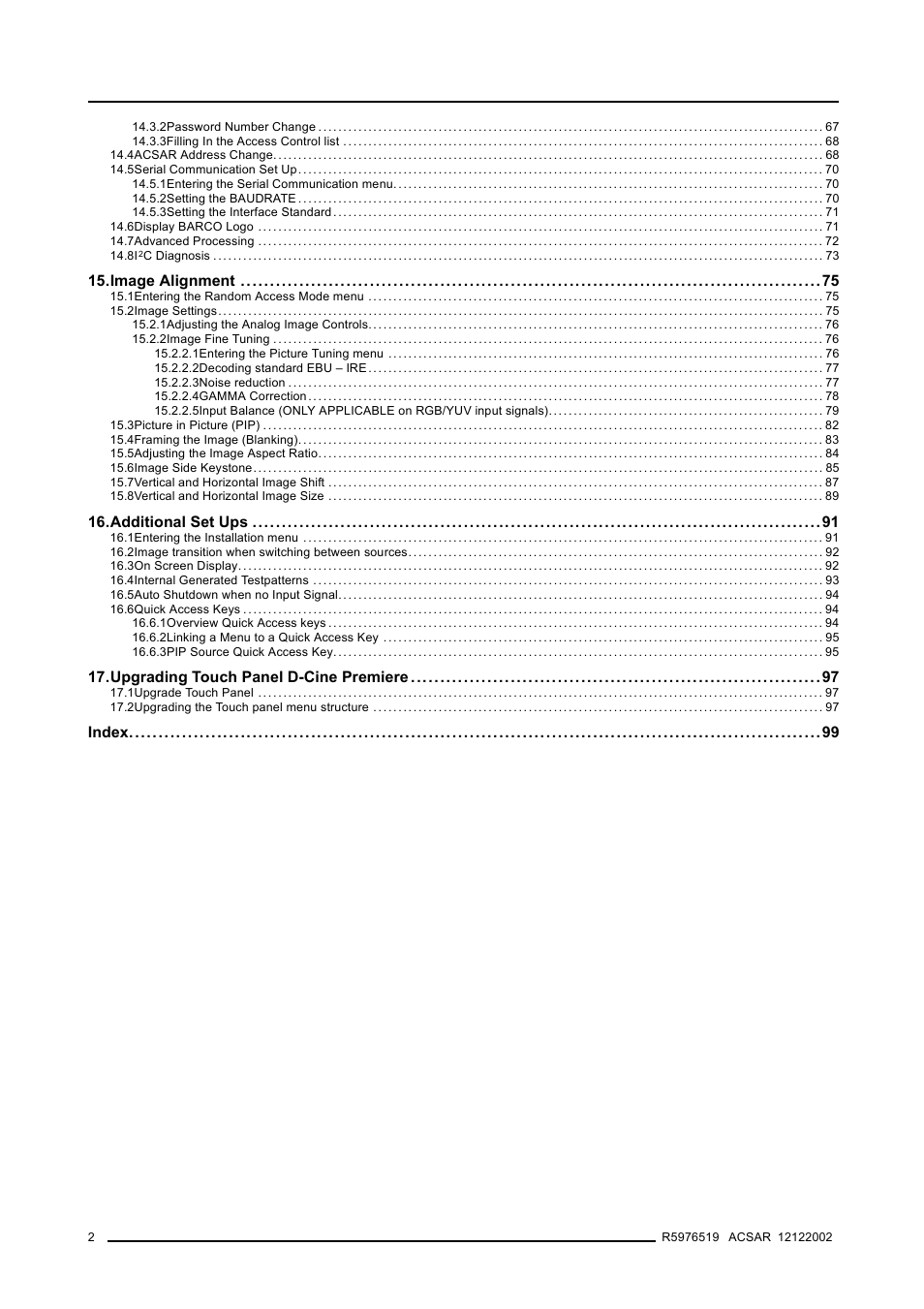 Barco R9806700 User Manual | Page 6 / 105