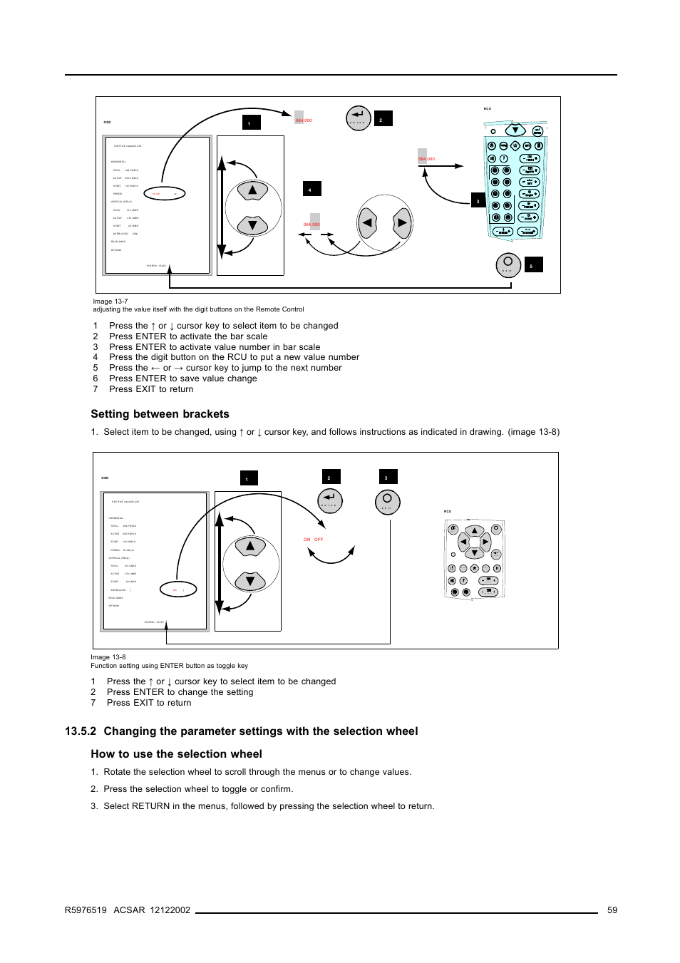 Input source file service, Setting between brackets | Barco R9806700 User Manual | Page 63 / 105