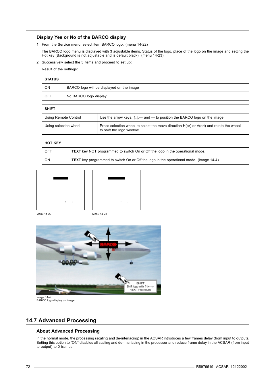 7 advanced processing, 7advanced processing, Advanced processing | About advanced processing | Barco R9806700 User Manual | Page 76 / 105