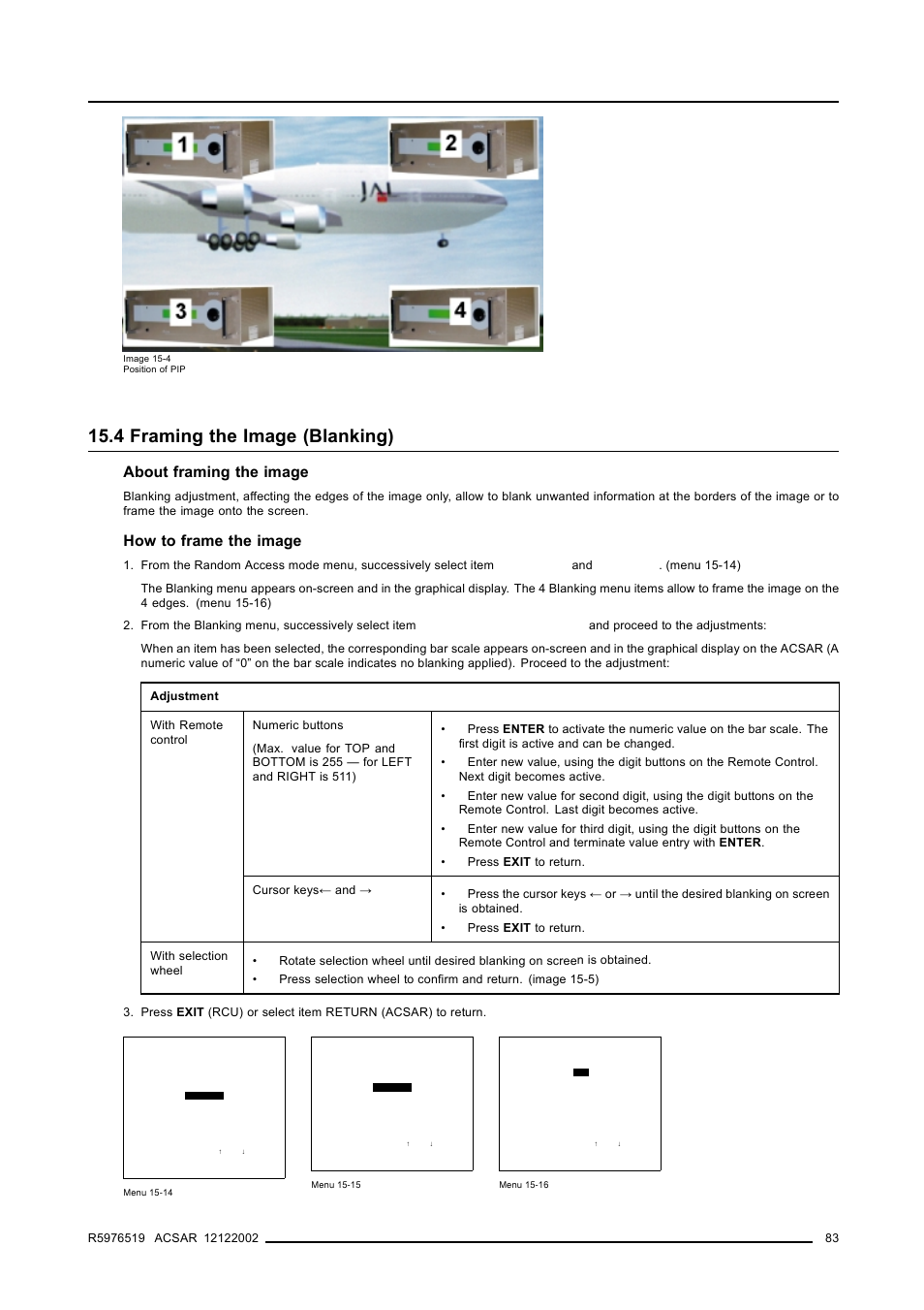 4 framing the image (blanking), 4framing the image (blanking), Framing the image (blanking) | Image alignment, About framing the image, How to frame the image | Barco R9806700 User Manual | Page 87 / 105