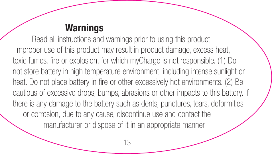 myCharge Portable Power Bank 2000 RFAM-0003 User Manual | Page 13 / 84