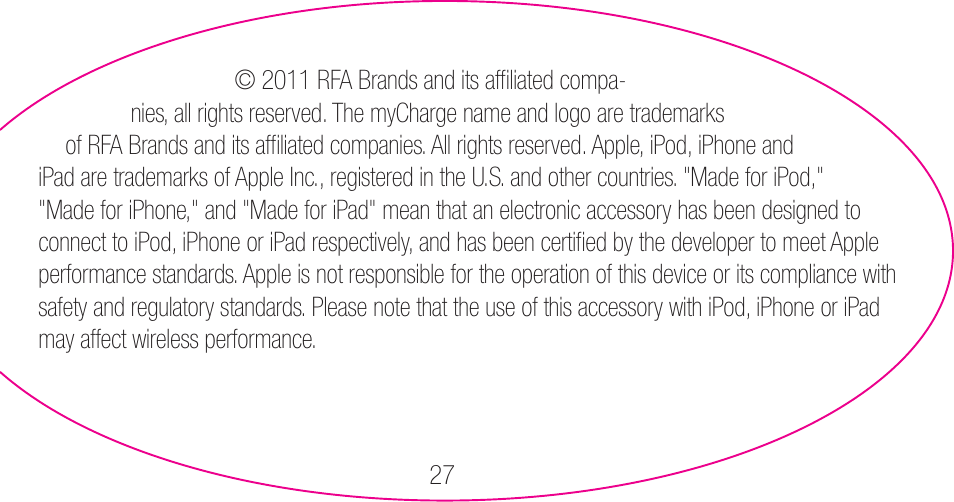 myCharge Portable Power Bank 3000 RFAM-0006 User Manual | Page 27 / 80
