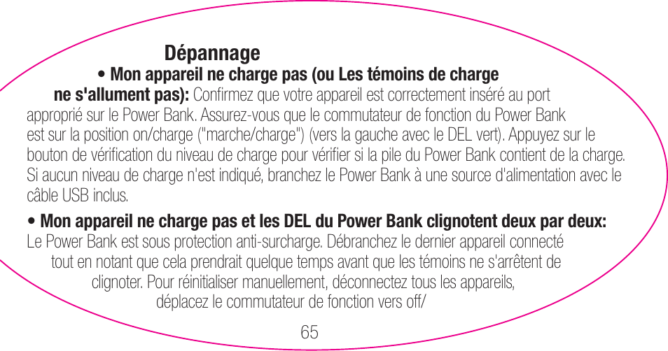 myCharge Portable Power Bank 3000 RFAM-0006 User Manual | Page 65 / 80