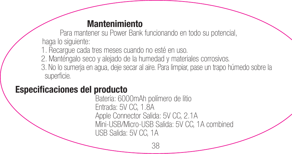myCharge Portable Power Bank 6000 RFAM-0007 User Manual | Page 38 / 80