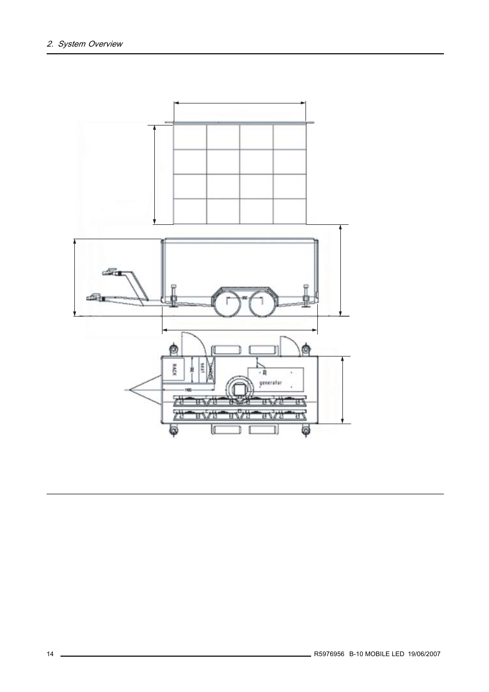 2 dimensions, 5 b-10 mobile led generator, 1 introduction | Dimensions, B-10 mobile led generator, Introduction | Barco R9855510 User Manual | Page 18 / 47