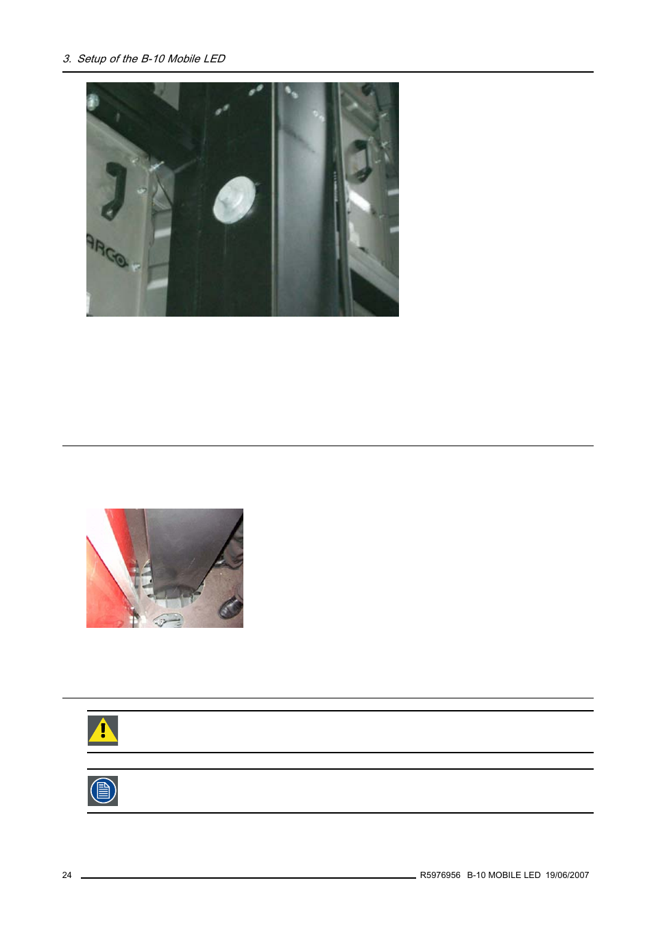 4 rotating the led display, 5 move down the led display, Rotating the led display | Move down the led display | Barco R9855510 User Manual | Page 28 / 47