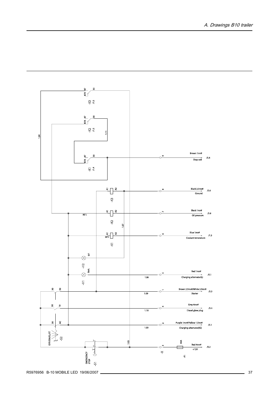 A. drawings b10 trailer, A.1 electrical drawings, Electrical drawings | Barco R9855510 User Manual | Page 41 / 47