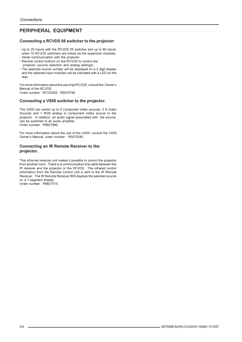 Peripheral equipment | Barco R9002240 User Manual | Page 16 / 59