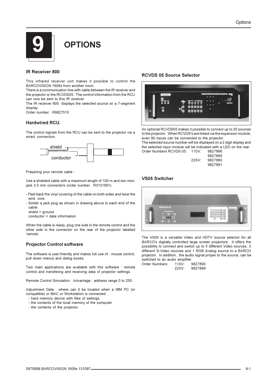 Options | Barco R9002240 User Manual | Page 51 / 59