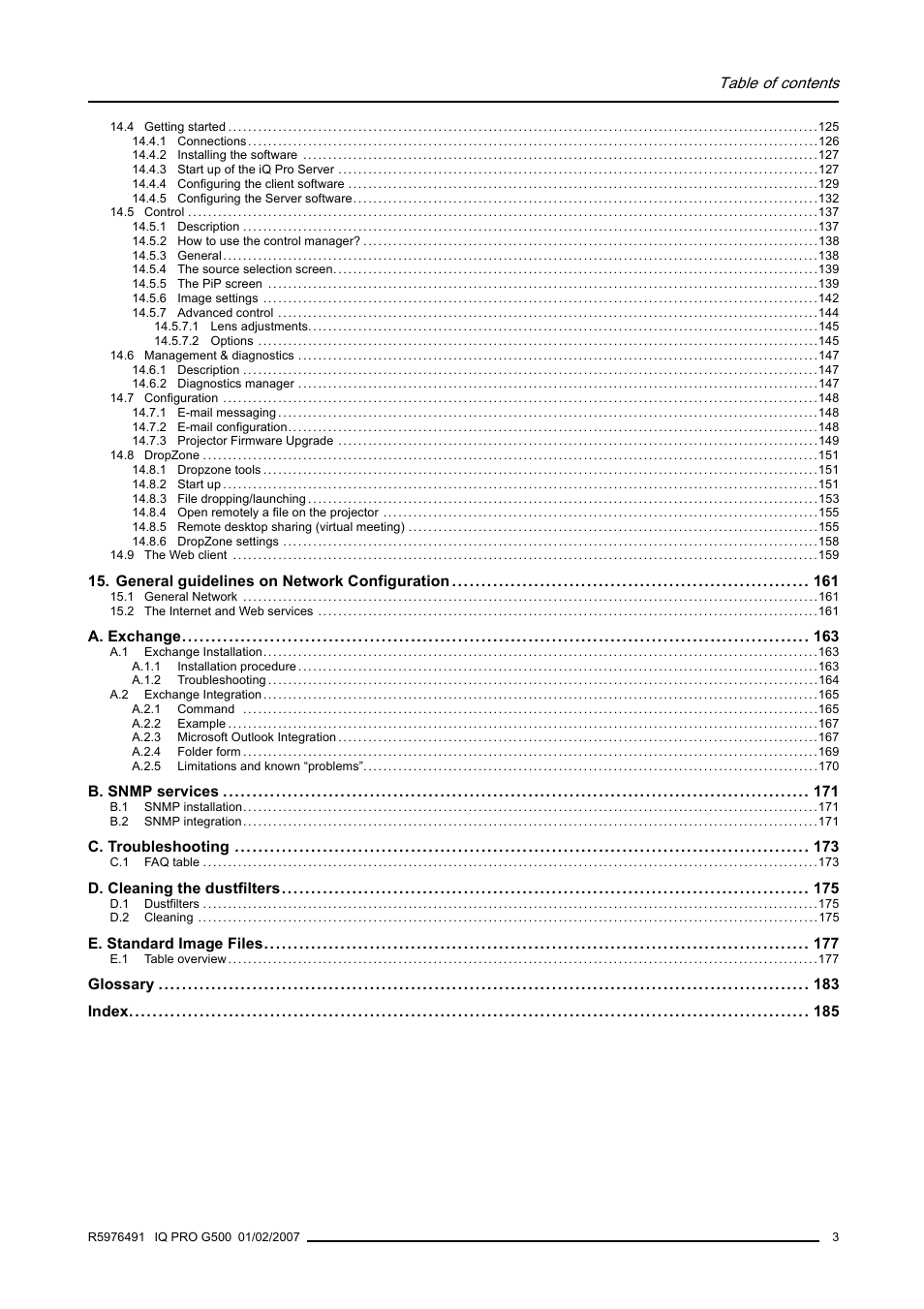 Barco iQ Pro G500 User Manual | Page 9 / 195