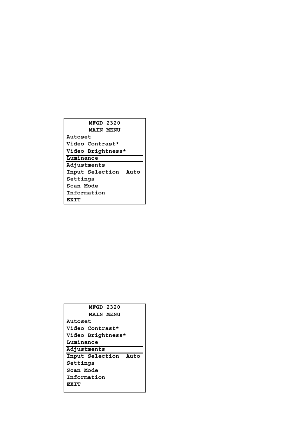 Setting the luminance value, Making adjustments, How to make the adjustments | Barco MFGD 2320 User Manual | Page 19 / 36
