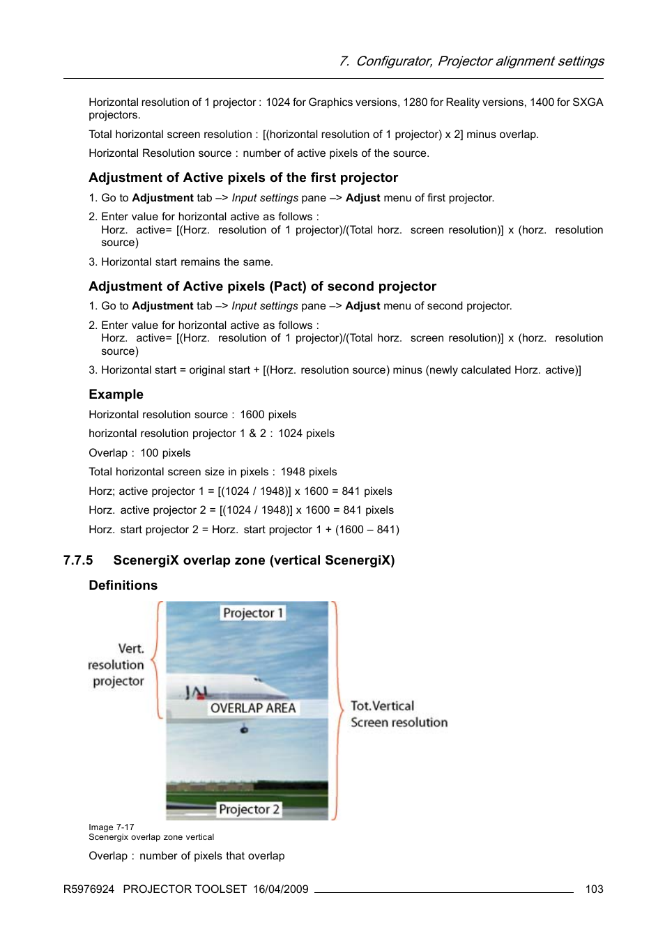 5 scenergix overlap zone (vertical scenergix), Configurator, projector alignment settings | Barco R5976924 User Manual | Page 107 / 245