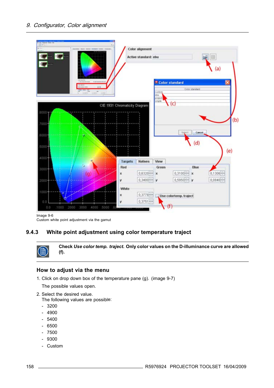 Configurator, color alignment | Barco R5976924 User Manual | Page 162 / 245