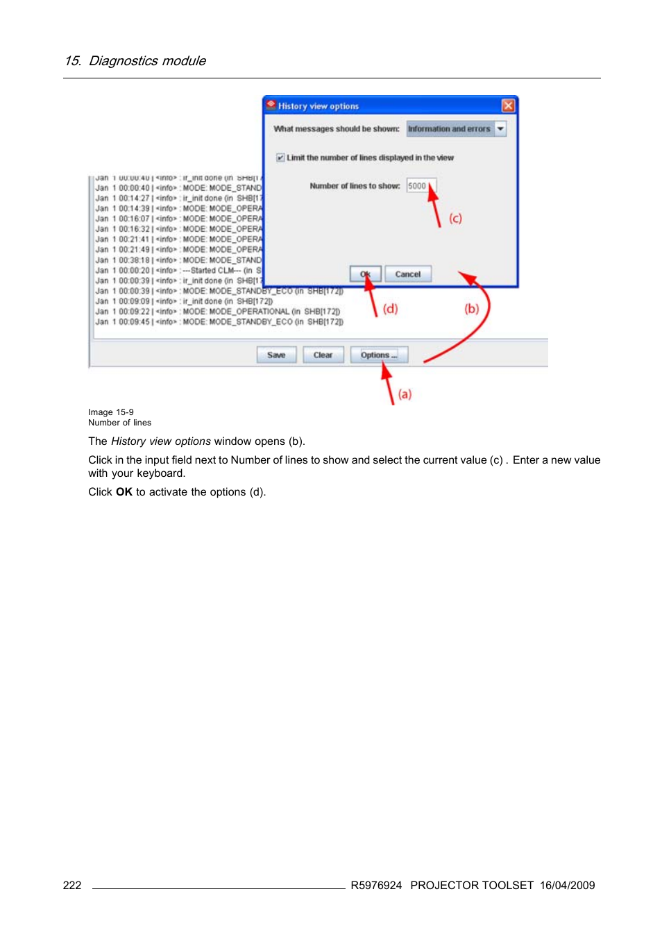 Diagnostics module | Barco R5976924 User Manual | Page 226 / 245