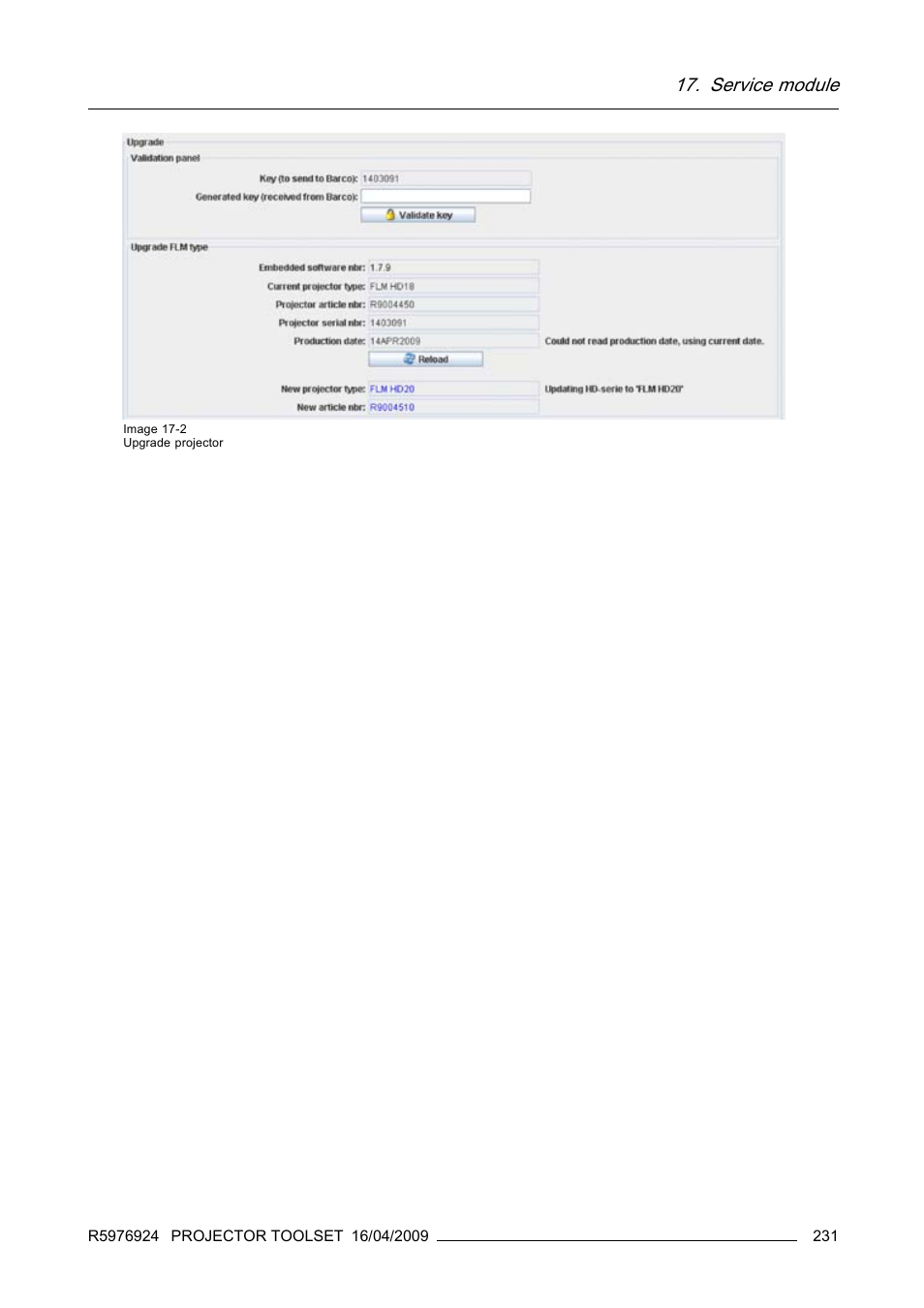 Service module | Barco R5976924 User Manual | Page 235 / 245