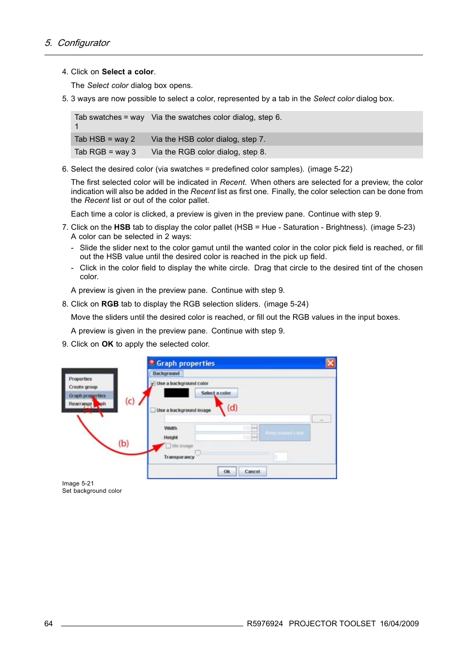Image 5-21), Configurator | Barco R5976924 User Manual | Page 68 / 245
