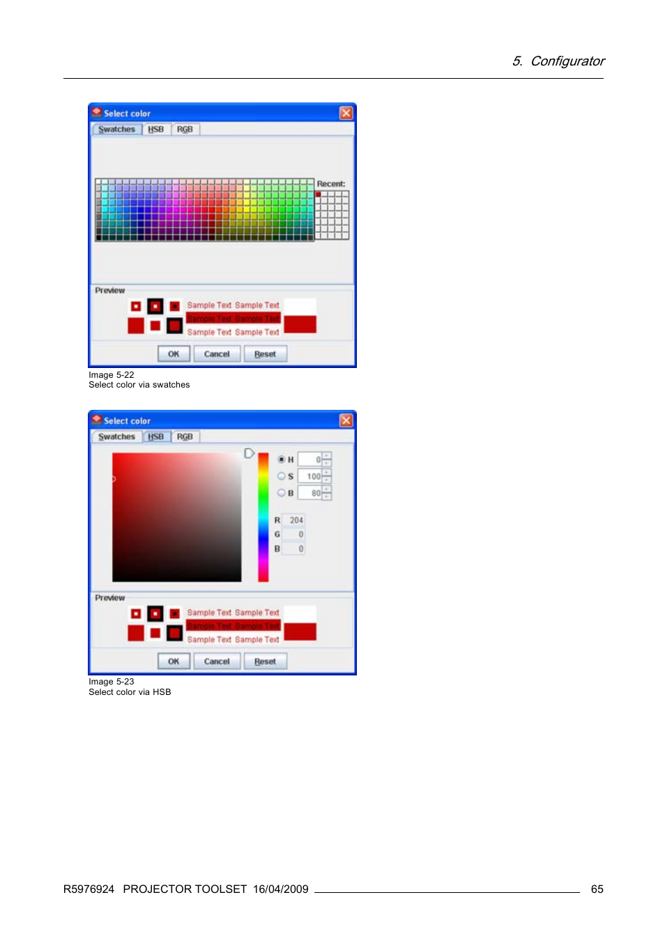 Image 5-22, Image 5-23, Configurator | Barco R5976924 User Manual | Page 69 / 245