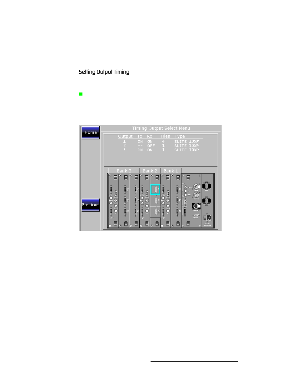 Setting output timing, Péííáåö=lìíéìí=qáãáåö, Operation | Barco DX-700 User Manual | Page 161 / 230