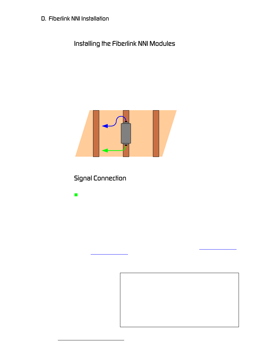 Installing the fiberlink nni modules, Signal connection, Section | Fåëí~ддбец=ньй=cáäéêäáåâ=kkf=jççìäéë, Páöå~д=`зеейенбзе, Ak==cáäéêäáåâ=kkf=fåëí~дд~нбзе | Barco DX-700 User Manual | Page 214 / 230