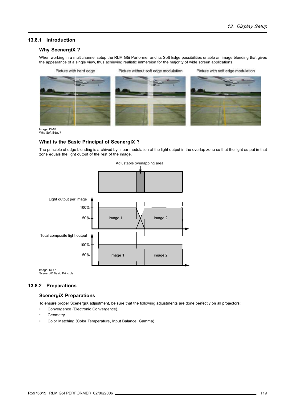 1 introduction, 2 preparations, Introduction | Preparations, Display setup | Barco RLM G5I PERFORMER R9010320 User Manual | Page 121 / 150